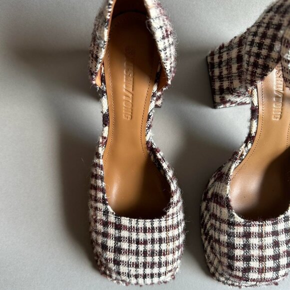 SHUSHU TONG - Tweed Platform block heels - burgundy red - 7.5 but fits like 8 - Picture 4 of 7